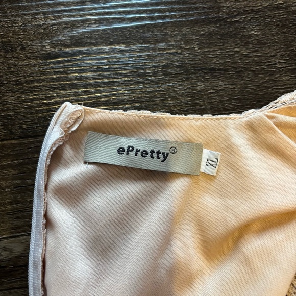 #0019 ePretty Tan Mini Dress with Wrap Ruffled Style - Picture 4 of 4